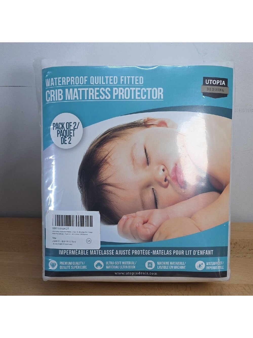 Waterproof Quilted Fitted Crib Mattress Protector - White 28x52